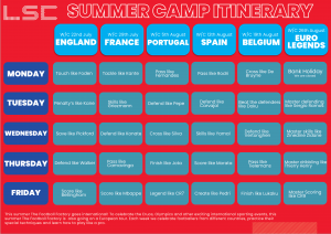 LSC Summer Holiday Camp activity timetable- heron eccles football hub in liverpool