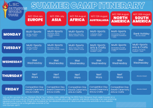 LSC Summer holiday club in Liverpool. Multi-sports activity timetable