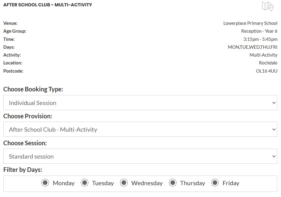 Booking an LSC wraparound club- information page